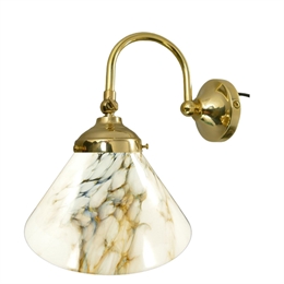 Væglampe - med marmoreret skomagerskærm